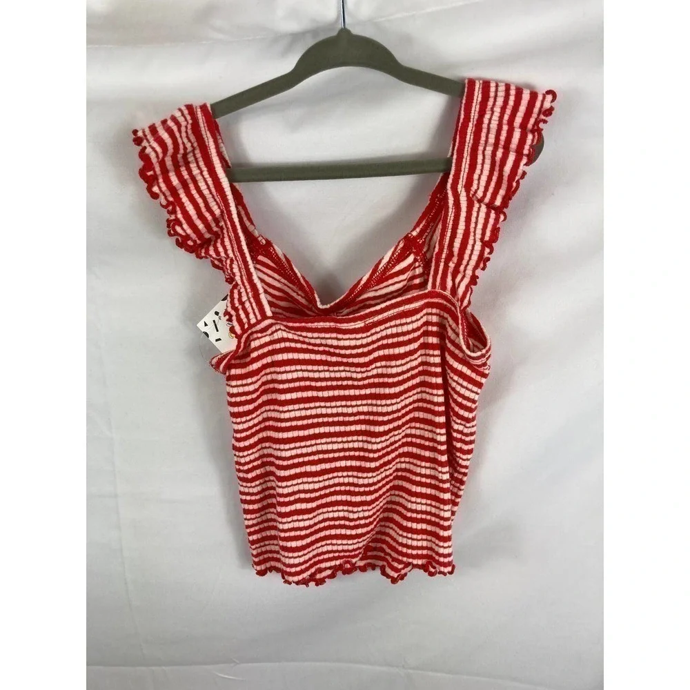 4/$25 NWT Harper Canyon striped ruffle sleeve strapless top